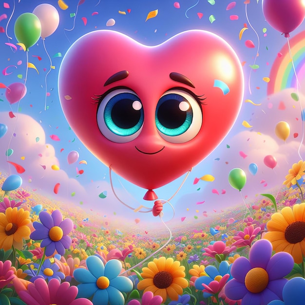 ein herzförmiger Ballon mit den Worten "Herz" darauf