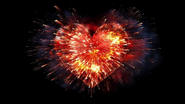 Ein herzförmiges Feuerwerk mit den Worten „Liebe“ darauf