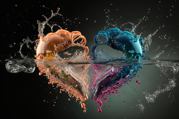 Ein herzförmiges Objekt, das auf einem Gewässer schwimmt, generative KI
