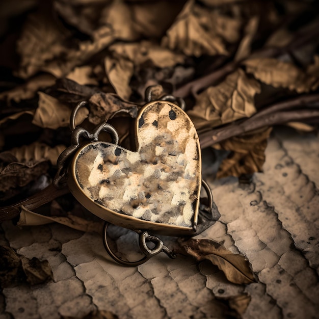 Foto ein herzförmiges objekt mit einem metallrahmen und einem blatt mit der aufschrift „ich liebe dich“.