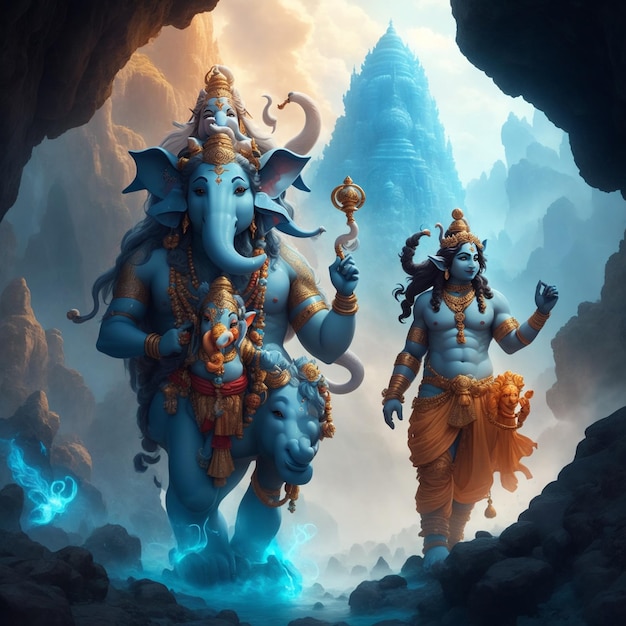 ein hinduistischer Gott Shiva und Ganesha