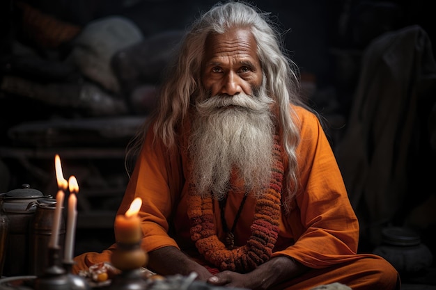 Foto ein hinduistischer priester, pandit pujari, führt gottesdienste durch