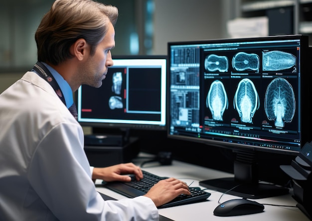 Ein hochmodernes, KI-gestütztes medizinisches Bildgebungssystem, das Röntgen- und MRT-Scans zur Früherkennung analysiert