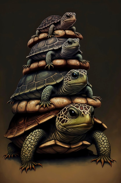 Ein hoher Stapel Schildkrötenturm