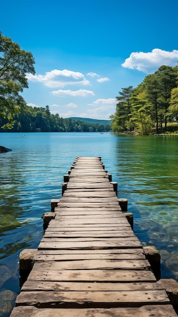 ein Holz-Ponton-Pier auf einem SeexA