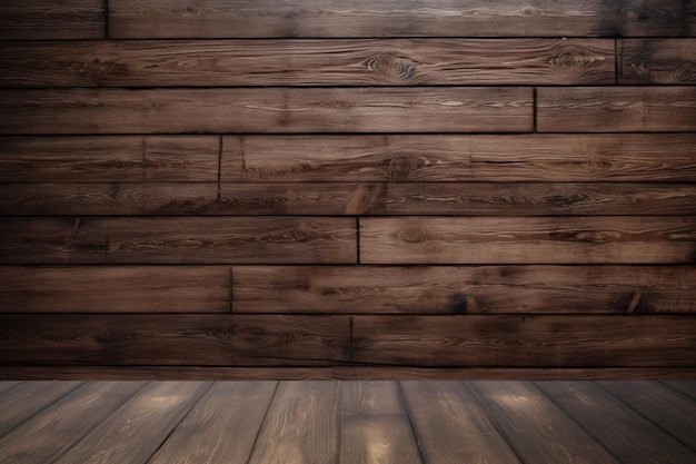 Ein Holzboden in einem Raum mit einer Holzwand und einem Holzboden.