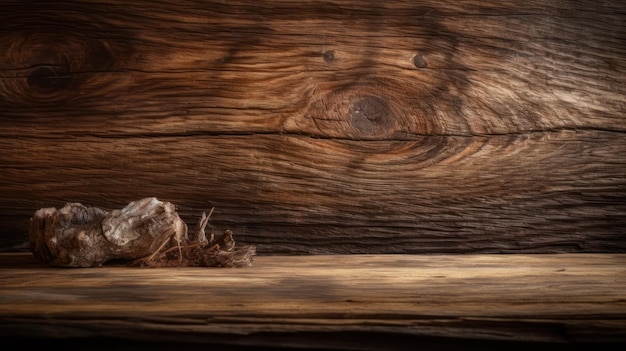 Ein Holzregal mit einem Knoten darauf