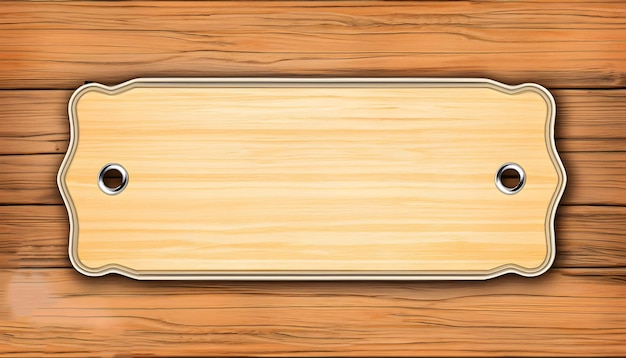 Ein Holzschild auf einem Holztisch mit silbernem Rahmen