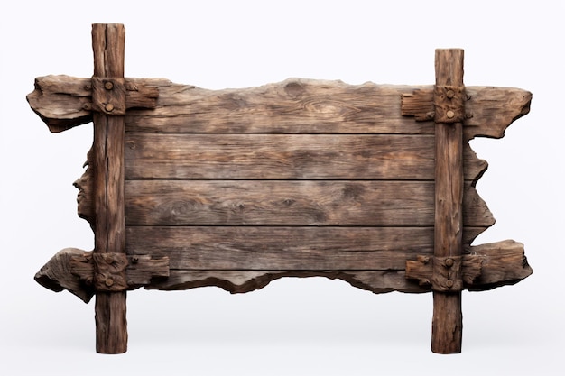 ein Holzschild mit Metallhalterungen