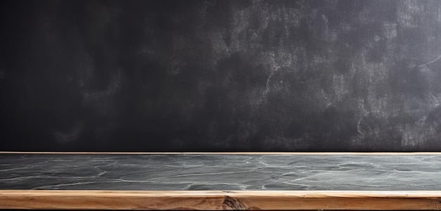 Ein Holztisch mit einer Tafel im Hintergrund Generatives KI-Bild