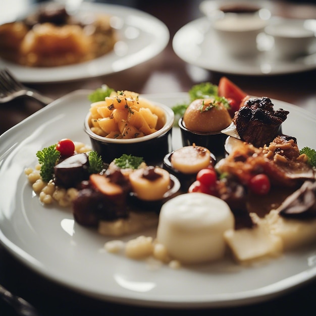 Foto ein hühnergericht auf einem restauranttisch