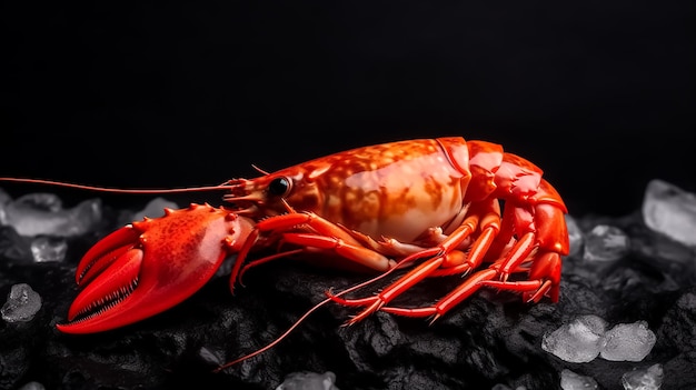 Ein Hummer auf schwarzem Hintergrund