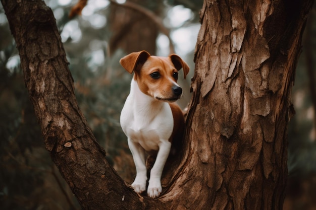 Ein Hund auf einem Baum