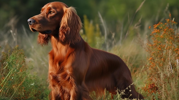 Ein Hund auf einer Wiese