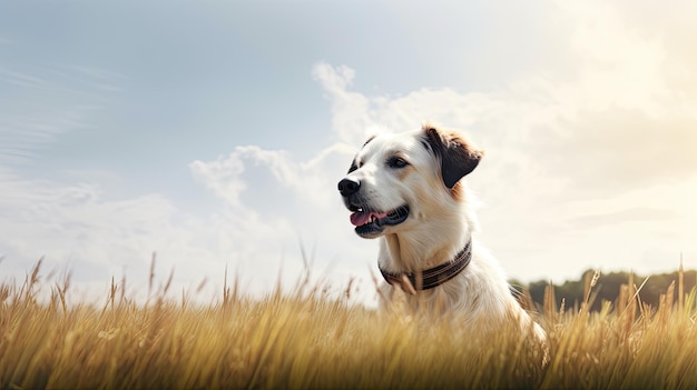 Ein Hund auf einer Wiese