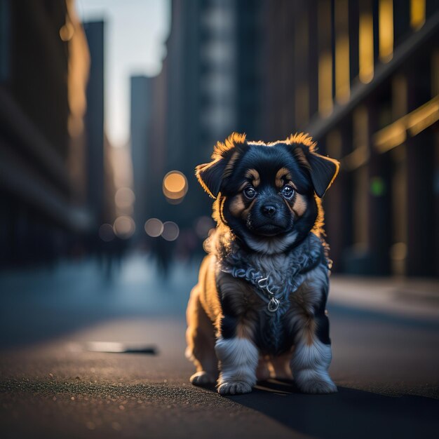 Ein Hund, der auf dem Boden sitzt