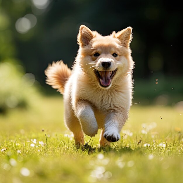 ein Hund, der auf Gras läuft