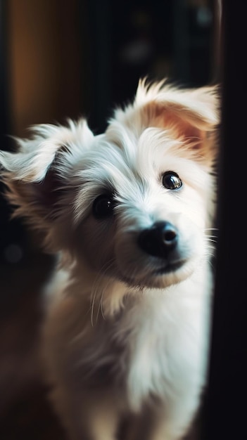 Ein Hund, der aus einem Fenster schaut