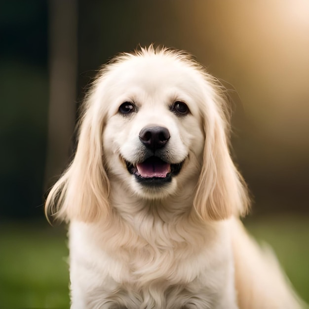 Ein Hund, der im Gras sitzt