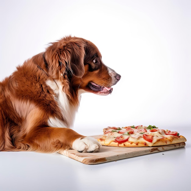 Ein Hund, der Pizza isst