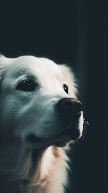 Ein Hund im Dunkeln mit dunklem Hintergrund