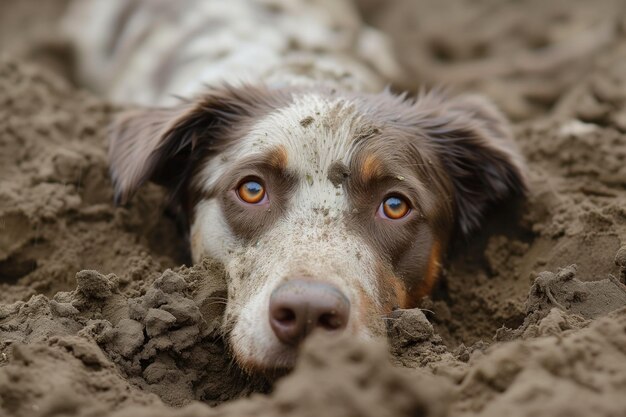 Ein Hund im Schlamm