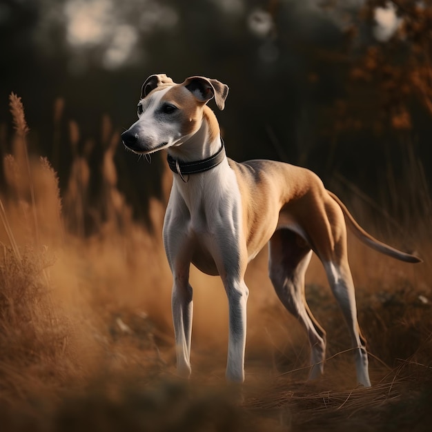 Ein Hund in einem Feld mit hohem Gras