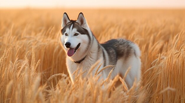 Ein Hund in einem Weizenfeld