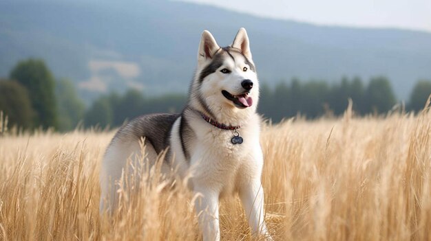 Ein Hund in einem Weizenfeld