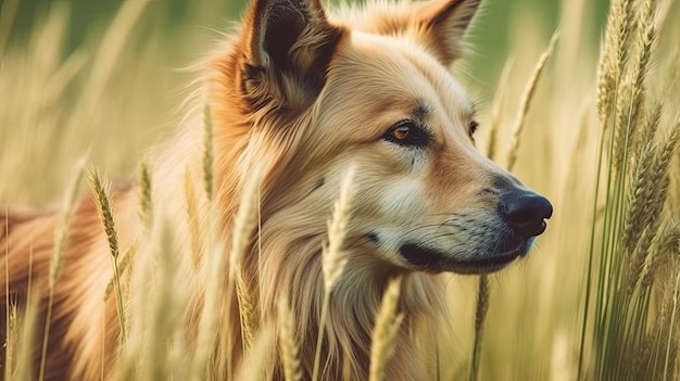 Ein Hund in einem Weizenfeld