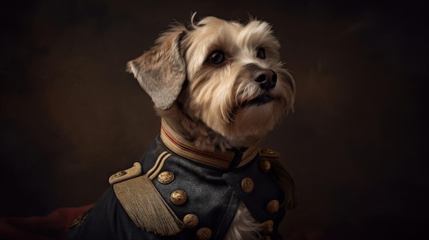 Ein Hund in Militäruniform mit generativer KI