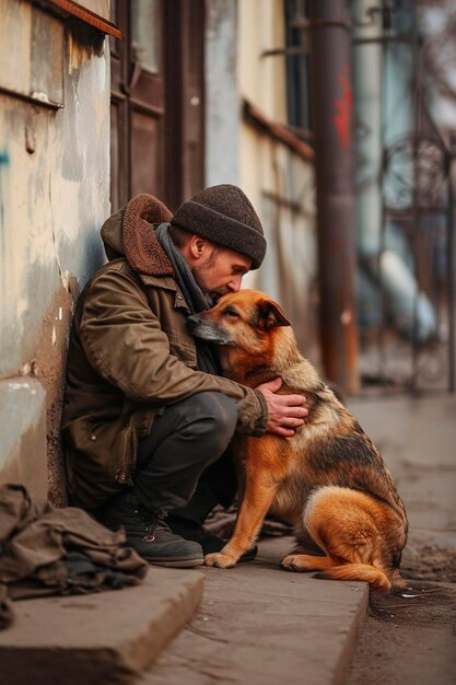 Ein Hund ist ein Freund des Mannes, selektiver Fokus.