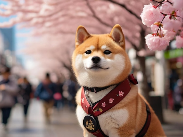 ein Hund mit einem Halsband, auf dem Japan steht