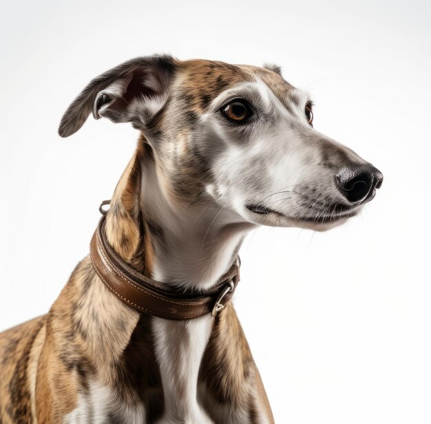 Ein Hund mit einem Halsband, auf dem steht: „Ich bin ein Hund“