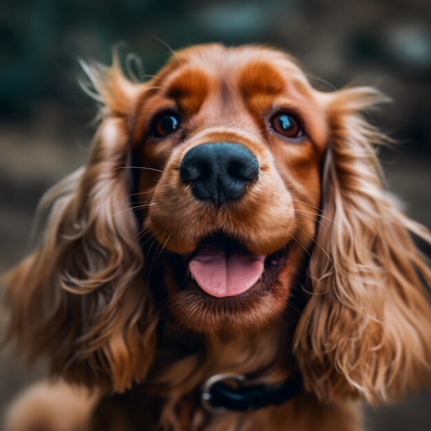 Ein Hund mit einem schwarzen Halsband und einem schwarzen Halsband, auf dem „Hund“ steht.