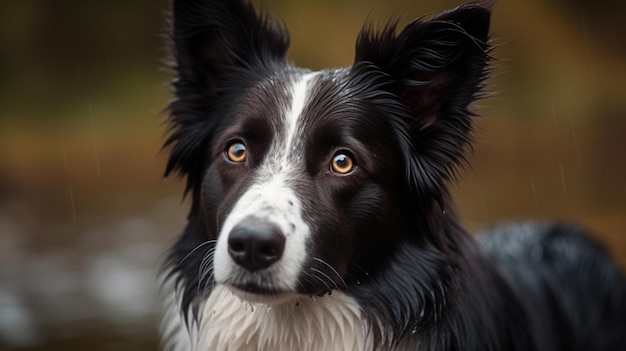 Ein Hund mit einem weißen Streifen im Gesicht