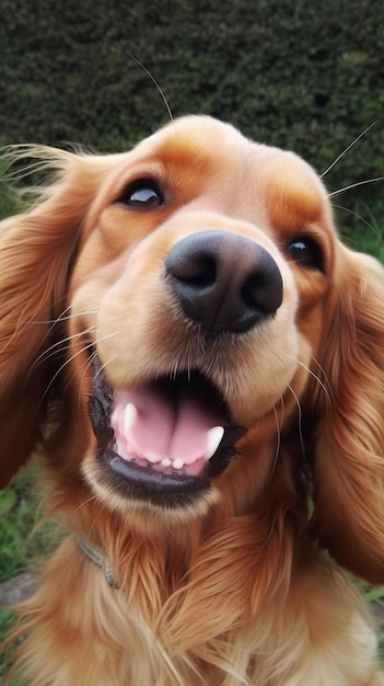 Ein Hund mit einer großen Nase und einem breiten Lächeln