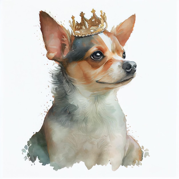 Ein Hund mit einer Krone auf dem Kopf trägt eine Krone.