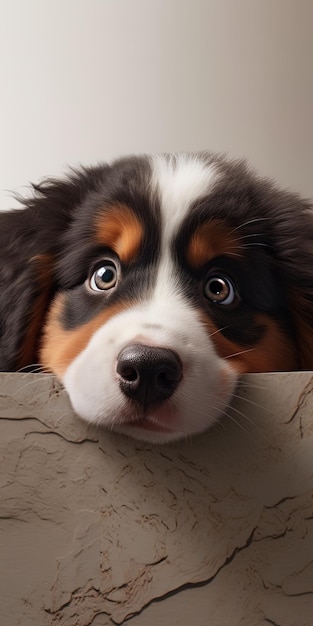 ein Hund mit einer schwarzen Nase und einem weißen Fleck auf seinem Gesicht