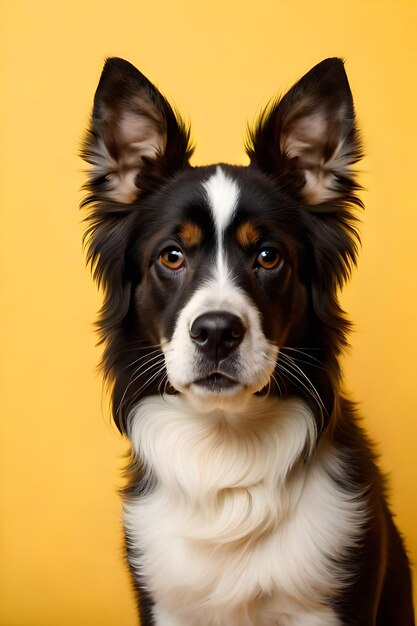 Ein Hund mit gelbem Hintergrund