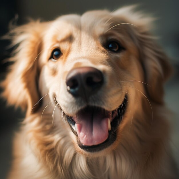 Ein Hund mit rosa Zunge schaut in die Kamera.