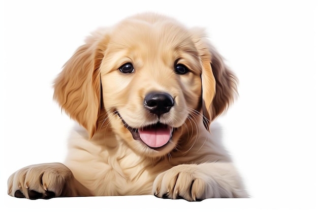 ein Hund mit seiner Zunge heraus und einem weißen Hintergrund
