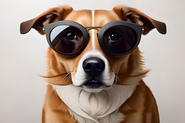 Ein Hund mit Sonnenbrille und Sonnenbrille.