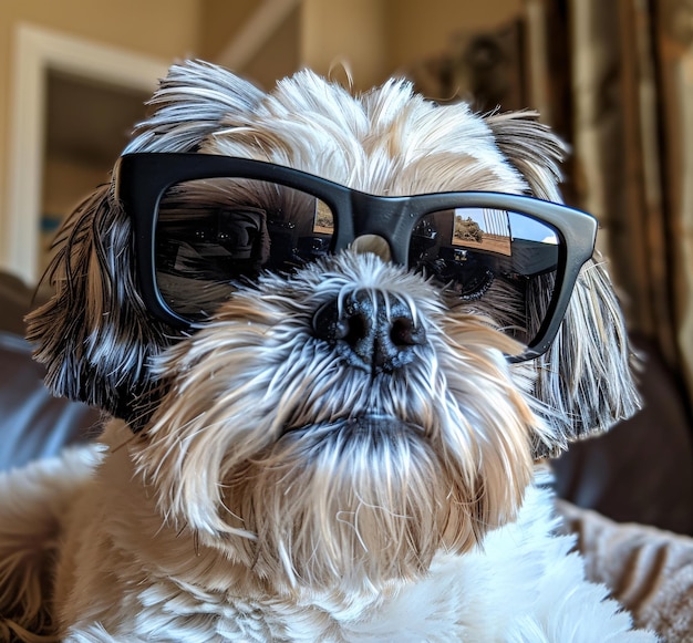 Foto ein hund mit sonnenbrille