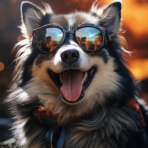 Foto ein hund mit sonnenbrille