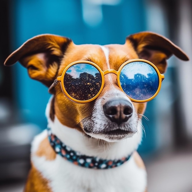 Ein Hund mit Sonnenbrille