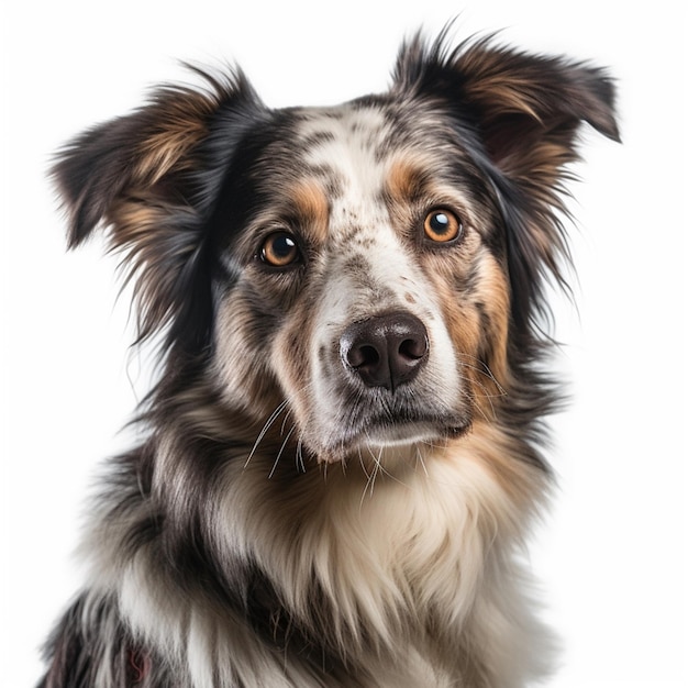 Ein Hund mit weißem Hintergrund und einem schwarz-weißen Border Collie.