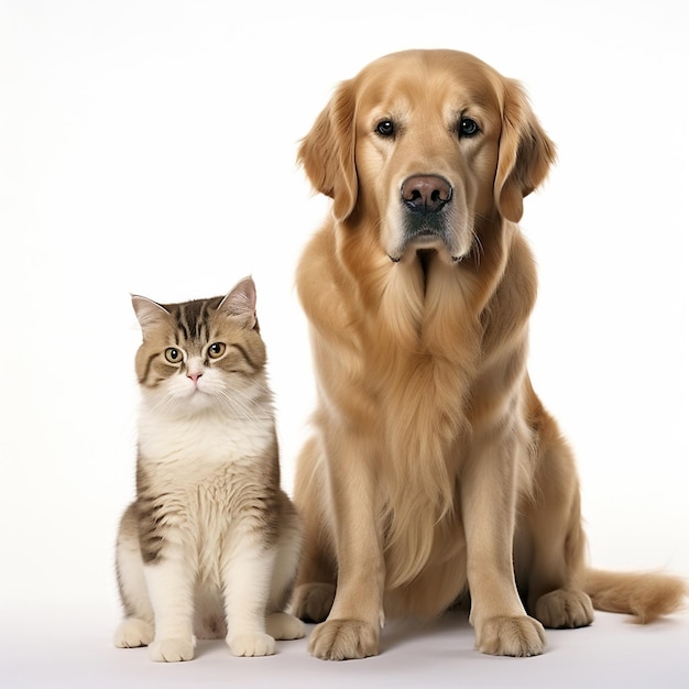 Ein Hund und eine Katze sitzen