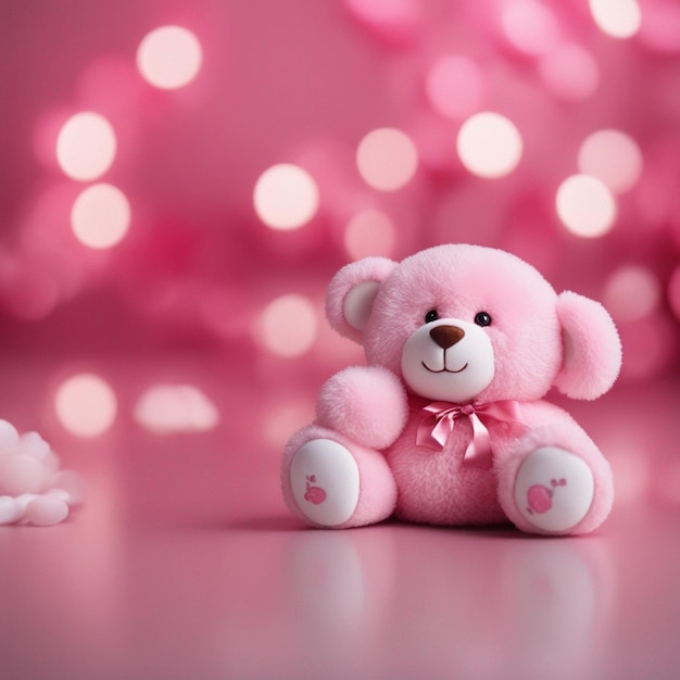 Ein hyperrealistischer rosa Teddy-Hintergrund mit weißem Hintergrund