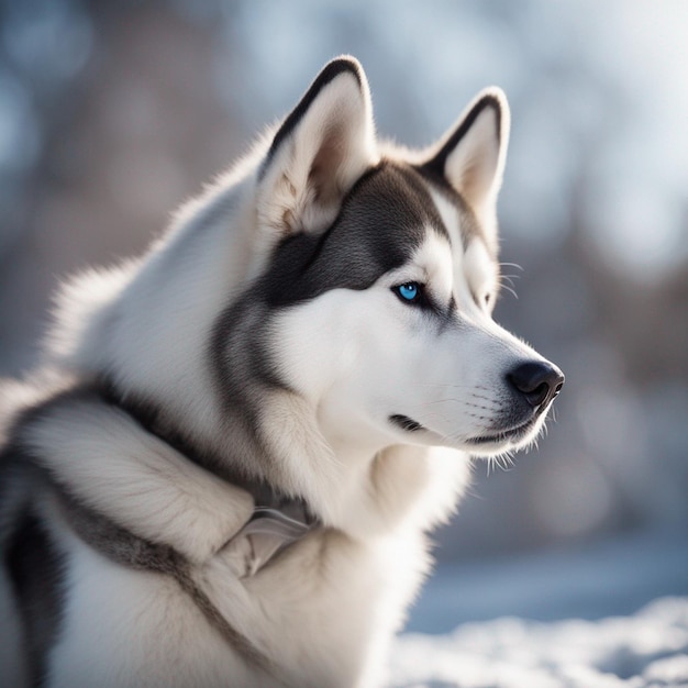 Foto ein hyperrealistischer siberian husky-hund mit vollem körper und weißem hintergrund